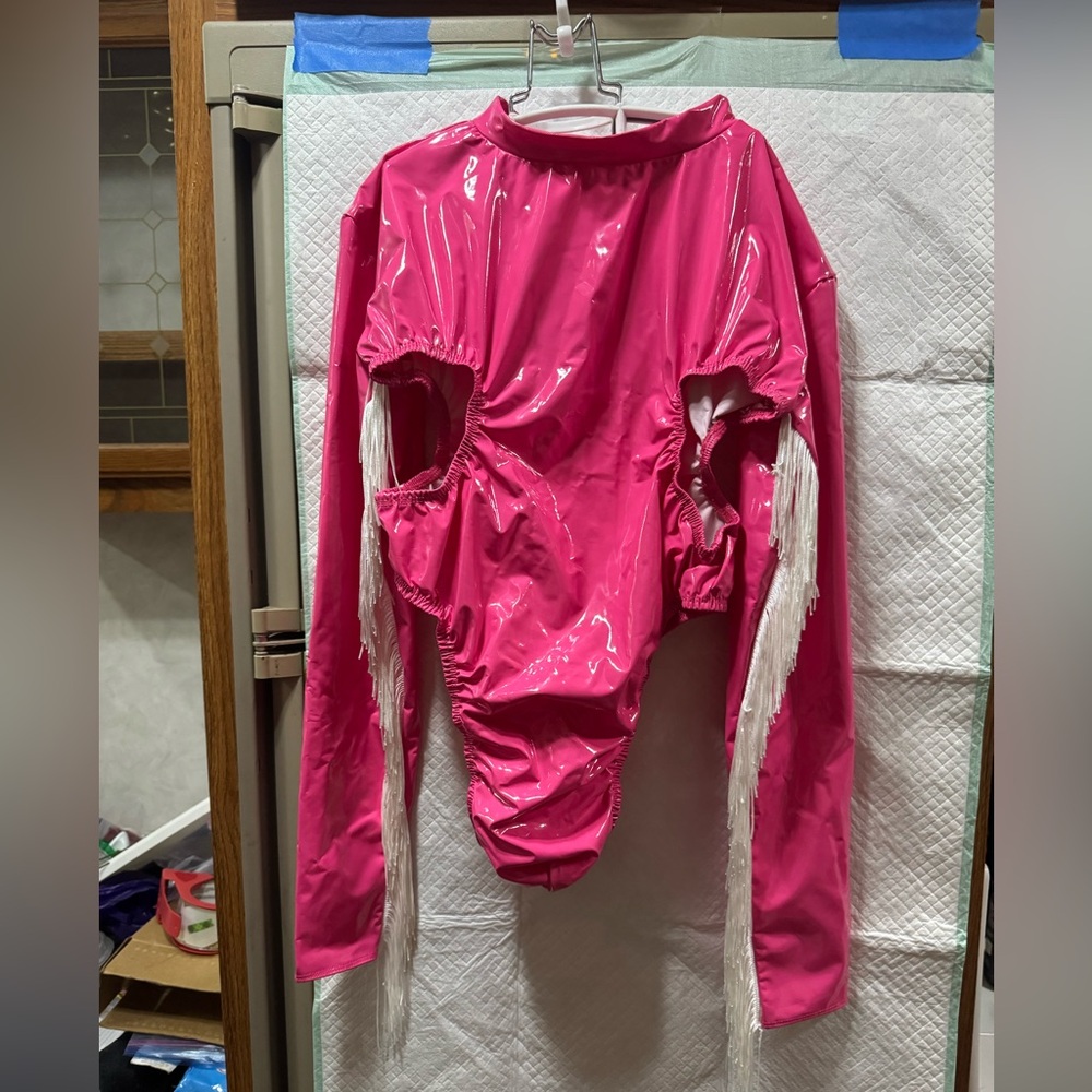Kennie Mas men Pink Fringe Bodysuit